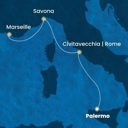 Itálie, Francie z Palerma na lodi Costa Smeralda