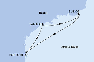Brazílie ze Santosu na lodi MSC Musica