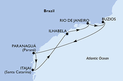 Brazílie z Rio de Janeira na lodi MSC Musica