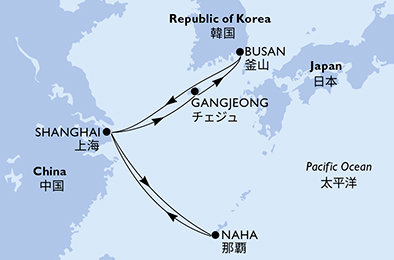 Čína, Japonsko, Jižní Korea ze Šanghaje na lodi MSC Bellissima