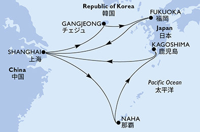 Čína, Japonsko, Jižní Korea ze Šanghaje na lodi MSC Bellissima