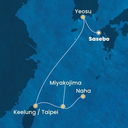 Japonsko, Jižní Korea, Tchaj-wan ze Saseba na lodi Costa Serena