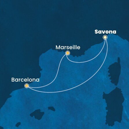 Itálie, Španělsko, Francie ze Savony na lodi Costa Diadema