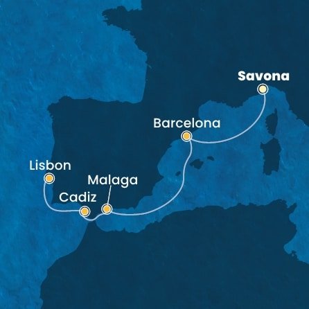 Itálie, Španělsko, Portugalsko ze Savony na lodi Costa Diadema