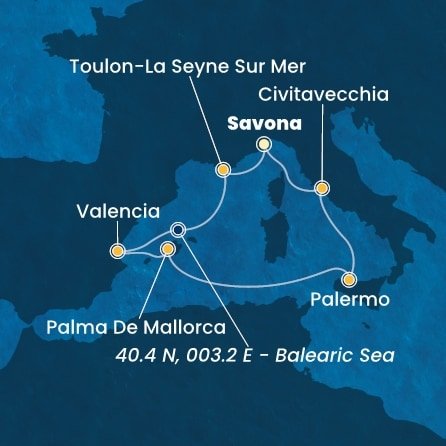 Itálie, Francie, Španělsko ze Savony na lodi Costa Pacifica