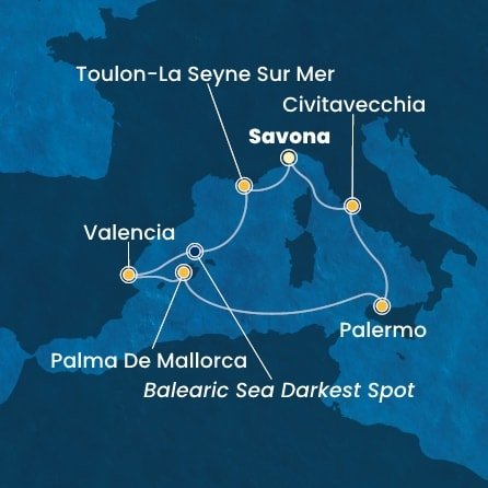 Itálie, Francie, Španělsko ze Savony na lodi Costa Pacifica