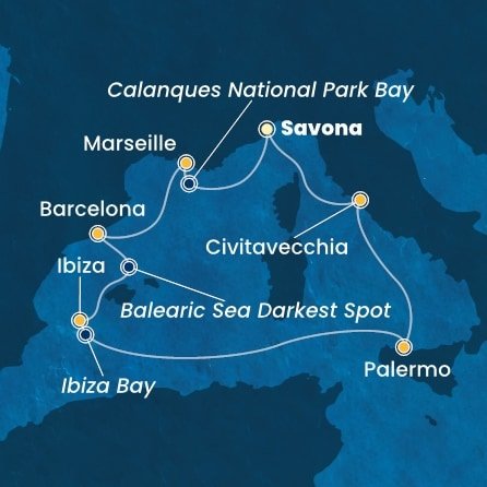 Itálie, Francie, Španělsko ze Savony na lodi Costa Smeralda