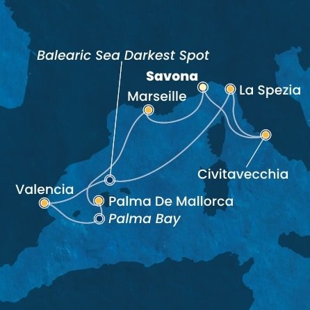 Itálie, Francie, Španělsko ze Savony na lodi Costa Pacifica