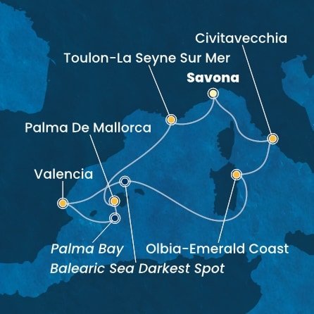 Itálie, Francie, Španělsko ze Savony na lodi Costa Pacifica