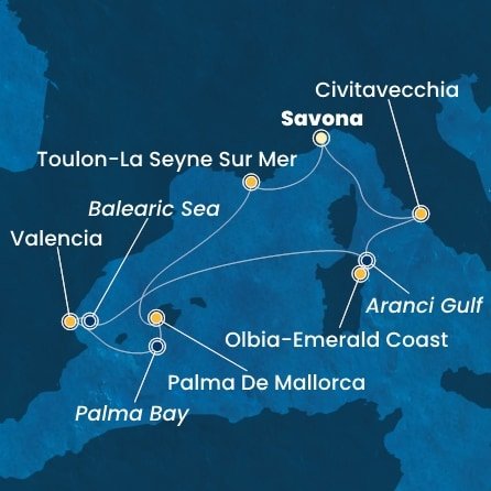 Itálie, Francie, Španělsko ze Savony na lodi Costa Pacifica