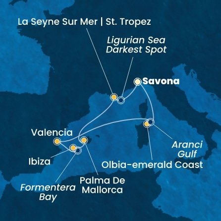 Itálie, Španělsko, Francie ze Savony na lodi Costa Fascinosa