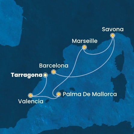 Španělsko, Francie, Itálie z Tarragony na lodi Costa Diadema