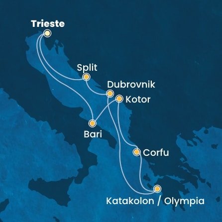 Itálie, Černá Hora, Řecko, Chorvatsko na lodi Costa Deliziosa