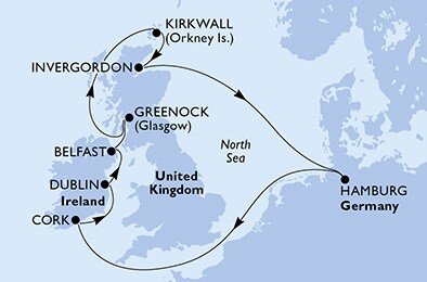 Německo, Irsko, Velká Británie z Hamburku na lodi MSC Orchestra