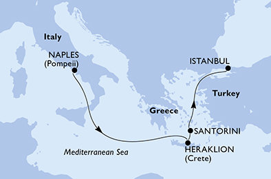 Itálie, Řecko, Turecko z Neapole na lodi MSC Fantasia