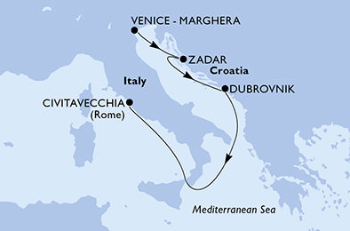 Itálie, Chorvatsko z Marghery na lodi MSC Armonia Itálie, Chorvatsko z Marghery na lodi MSC Armonia
