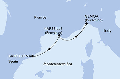 Španělsko, Francie, Itálie z Barcelony na lodi MSC Splendida