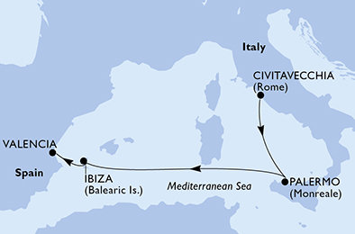 Itálie, Španělsko z Civitavecchia na lodi MSC Grandiosa