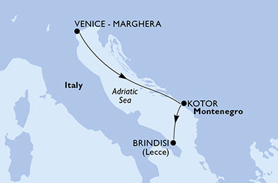 Itálie, Černá Hora z Marghery na lodi MSC Armonia