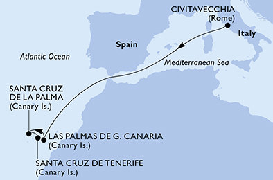 Itálie, Španělsko z Civitavecchia na lodi MSC Fantasia