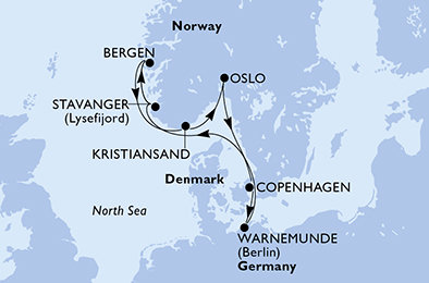 Německo, Norsko, Dánsko z Warnemünde na lodi MSC Magnifica