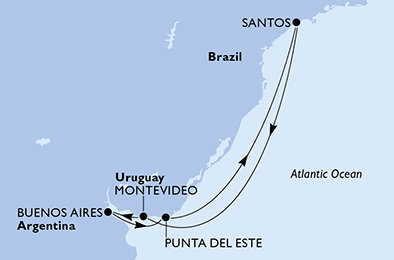 Brazílie, Uruguay, Argentina ze Santosu na lodi MSC Musica Brazílie, Uruguay, Argentina ze Santosu na lodi MSC Musica