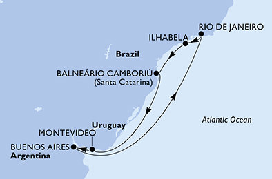 Uruguay, Argentina, Brazílie z Montevidea na lodi MSC Splendida Uruguay, Argentina, Brazílie z Montevidea na lodi MSC Splendida