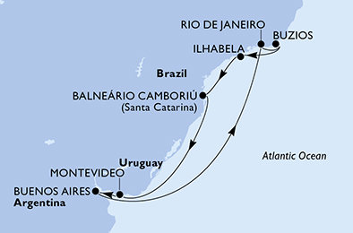 Argentina, Brazílie, Uruguay z Buenos Aires na lodi MSC Splendida Argentina, Brazílie, Uruguay z Buenos Aires na lodi MSC Splendida