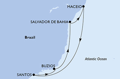 Brazílie ze Santosu na lodi MSC Virtuosa Brazílie ze Santosu na lodi MSC Virtuosa