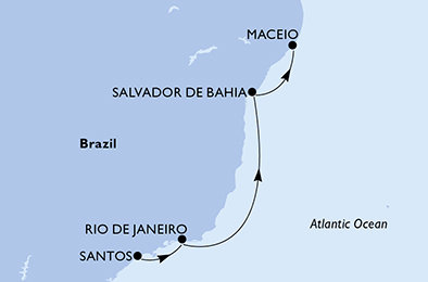 Brazílie ze Santosu na lodi MSC Divina