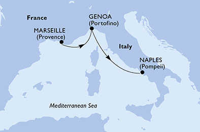 Francie, Itálie z Marseille na lodi MSC World Europa