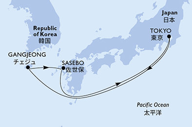 Japonsko, Jižní Korea z Tokia na lodi MSC Bellissima