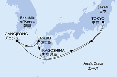 Japonsko, Jižní Korea z Tokia na lodi MSC Bellissima