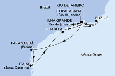 Brazílie na lodi MSC Lirica