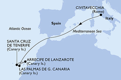 Itálie, Španělsko z Civitavecchia na lodi MSC Fantasia