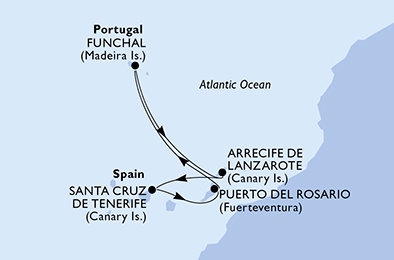 Španělsko, Portugalsko z Lanzarote na lodi MSC Fantasia