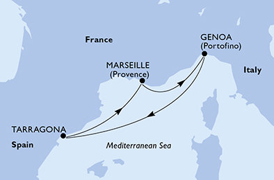 Francie, Itálie, Španělsko z Marseille na lodi MSC Euribia