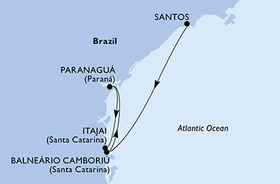 Brazílie ze Santosu na lodi MSC Musica