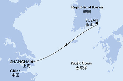 Jižní Korea, Čína na lodi MSC Bellissima