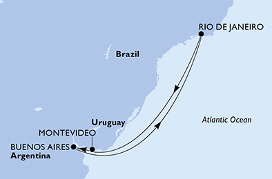 Brazílie, Uruguay, Argentina z Rio de Janeira na lodi MSC Splendida