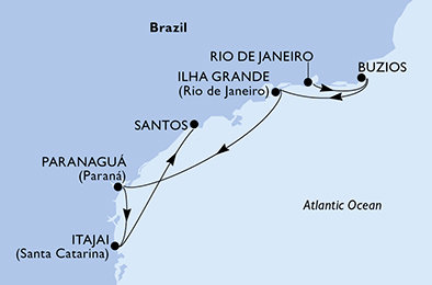 Brazílie z Rio de Janeira na lodi MSC Musica