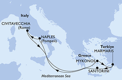 Itálie, Řecko, Turecko z Civitavecchia na lodi MSC Divina