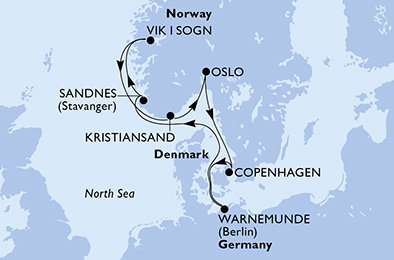 Německo, Norsko, Dánsko z Warnemünde na lodi MSC Splendida