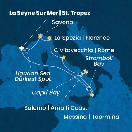 Francie, Itálie z Toulonu na lodi Costa Fascinosa