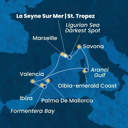 Francie, Itálie, Španělsko z Toulonu na lodi Costa Fascinosa