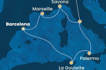 Španělsko, Tunisko, Itálie, Francie z Barcelony na lodi Costa Pacifica