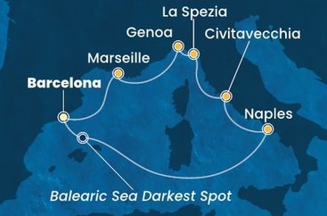 Španělsko, Itálie, Francie z Barcelony na lodi Costa Toscana