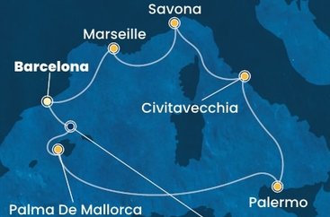 Španělsko, Itálie, Francie z Barcelony na lodi Costa Smeralda