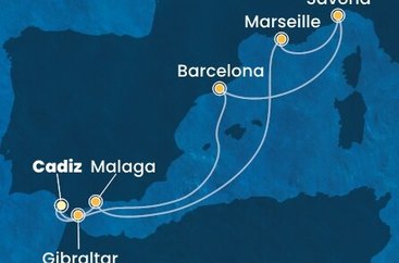 Španělsko, Velká Británie, Francie, Itálie z Cadizu na lodi Costa Diadema
