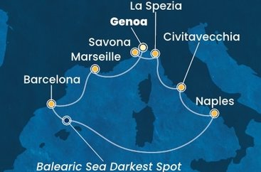 Itálie, Francie, Španělsko z Janova na lodi Costa Toscana